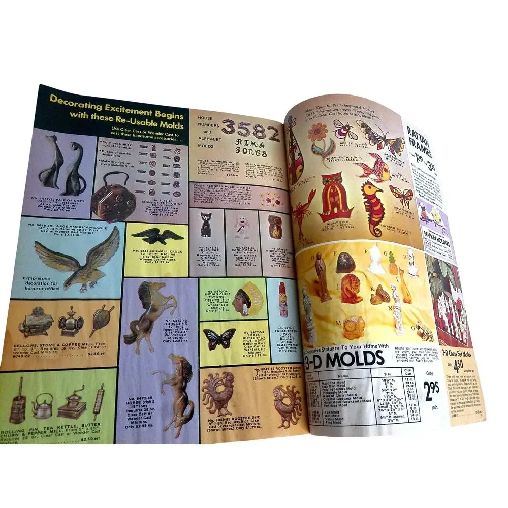 Vintage 1970 American Handicrafts Catalog Retro 70s Boho Decoupage Purse Craft